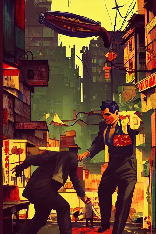 Image similar to slum neighbourhood. pop art, pixel, bioshock art style, gta chinatown art style, dynamic proportional, dynamic composition, sharp focus, intricate, without, elegant, aesthetic, warm colour, art by artgerm and richard hamilton and mimmo rottela