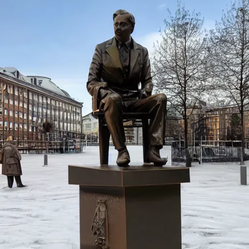 Prompt: a bronze statue of leif gw persson in sergel's square