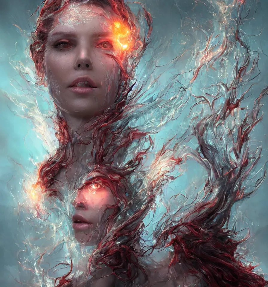 Prompt: a frontal face portrait of transparent and beautiful elegant elemental entity made of blood + dissolving in to light + Ultra realistic! 25mm f/1.7 ASPH Lens + backlit + incredible lighting+ strong rim light + highly detailed + god rays + digital painting + HDRI, by Alvaro Castagnet, Peter Mohrbacher and Dan Mumford, vivid colors, high contrast, 8k resolution, intricate, photorealistic, smooth