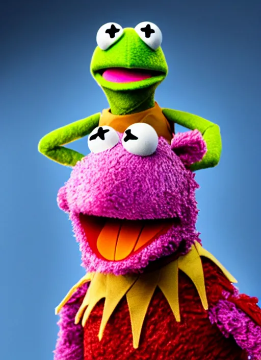 Prompt: studio portrait still of muppet!!!!! vision in avengers infinity war!!!!!! as a muppet muppet as a muppet, 8 k, studio lighting, key light,