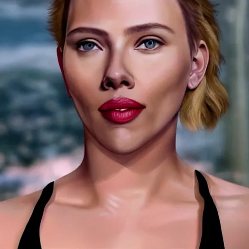 Prompt: a beautiful portrait of Scarlett Johanson as Dwayne the rock Johnson