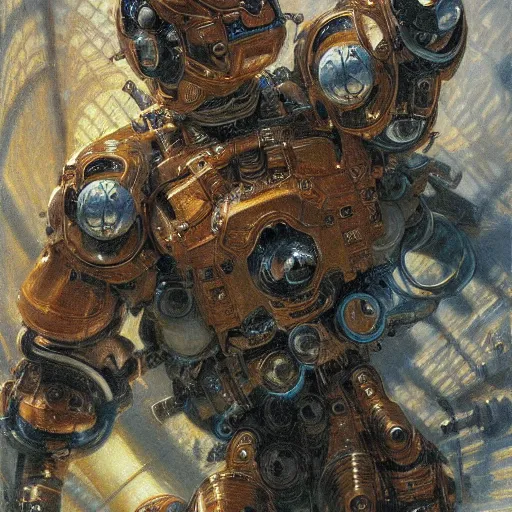 Image similar to highly detailed portrait of a robotic humanoid tiger mecha, painting by gaston bussiere, craig mullins, j. c. leyendecker, lights, art by ernst haeckel, john william godward, hammershøi, alex grey, dmt