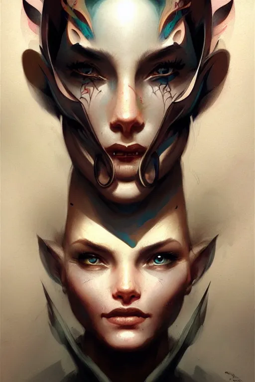 Image similar to facial tattoo design by peter mohrbacher and craig mullins