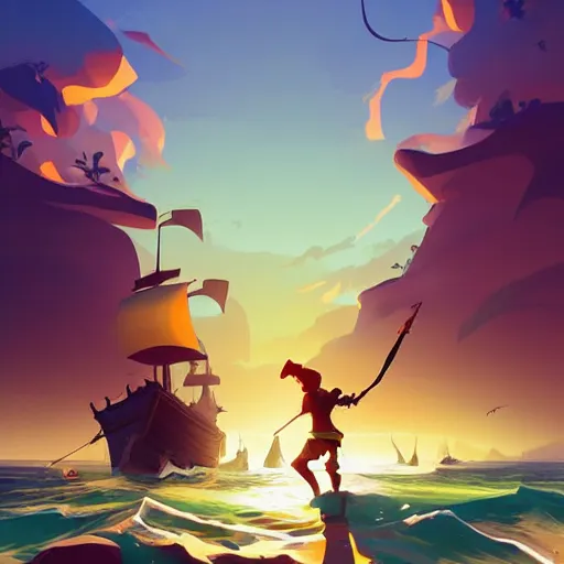 Image similar to painting treasure on sea of thieves game smooth median photoshop filter cutout vector, behance hd by jesper ejsing, by rhads, makoto shinkai and lois van baarle, ilya kuvshinov, rossdraws global illumination