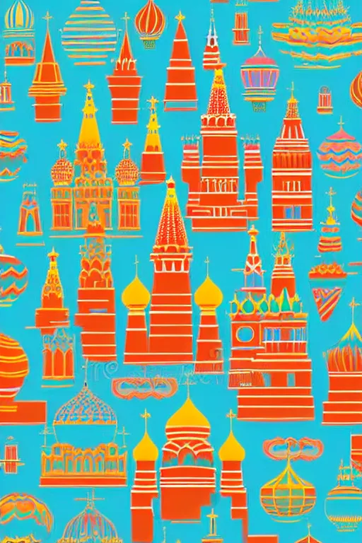 Image similar to minimalist boho style art of colorful moscow, illustration, vector art