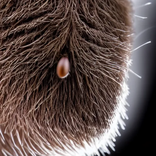 Prompt: a macro photograph of a fly with donald trump hair