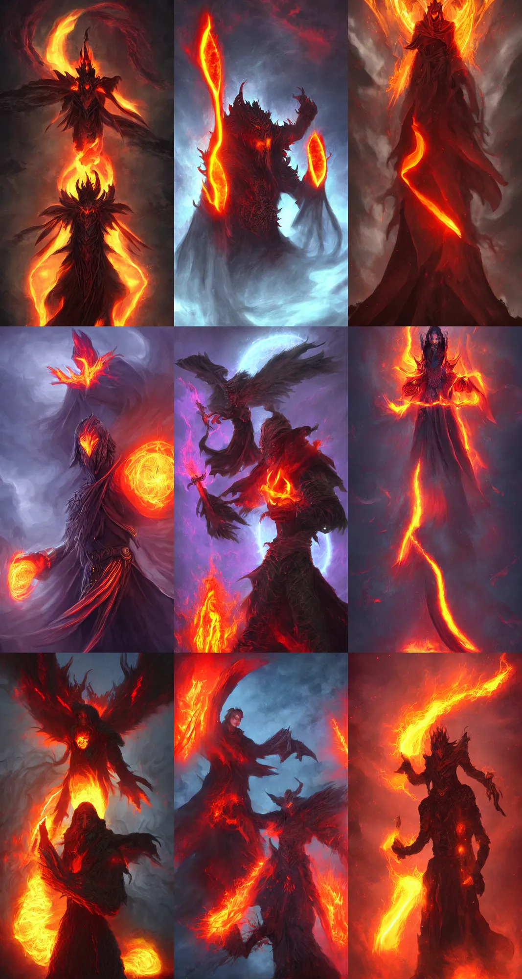 Prompt: warlock, fire, lava, magic, epic, dark fantasy, digital art