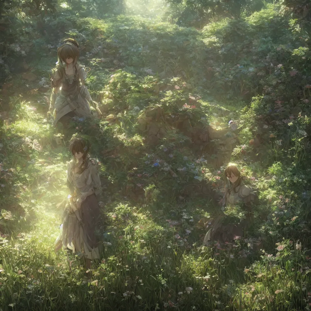 Image similar to a portrait of the emerald herald in the garden, intricate, tone mapped, ambient lighting, highly detailed, digital painting, concept art, sharp focus, by makoto shinkai and akihiko yoshida and wlop