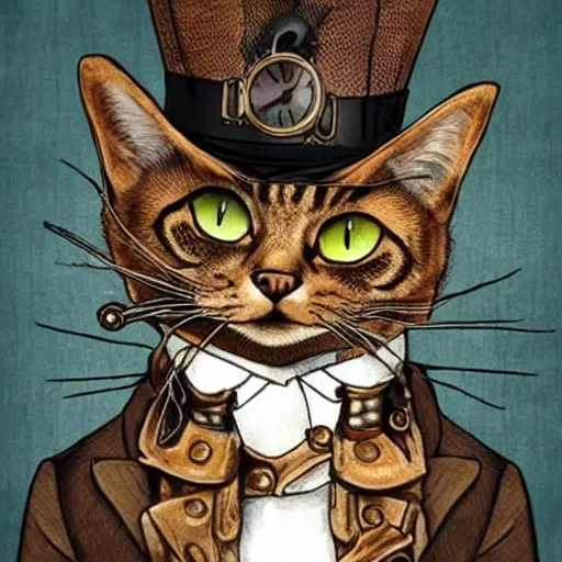 Prompt: Steampunk cat