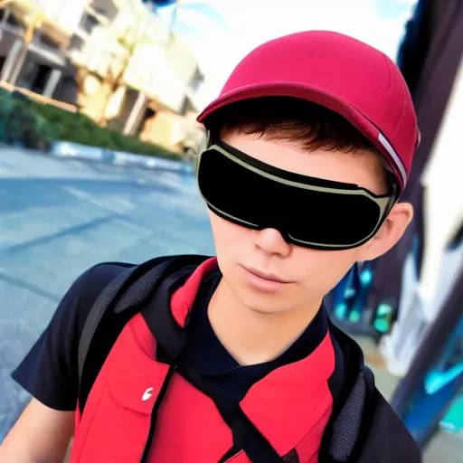 Image similar to Eyewear visor on an anime boy,