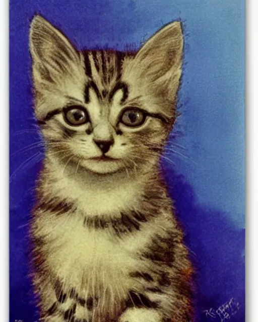 Prompt: portrait of a kitten, retro poster, by Reginald Montague Lander, By Tom Purvis, By Joseph Binder