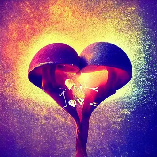 Image similar to double exposure of love, symbols of live, explosion, love is the most relevant theme, love is infinity, love is begin of all, 8 k resolution, artistic mode, artistic, trending on instagram, long exposure, love art, serious, fantasy and dreams vibes, mushrooms style and macro style