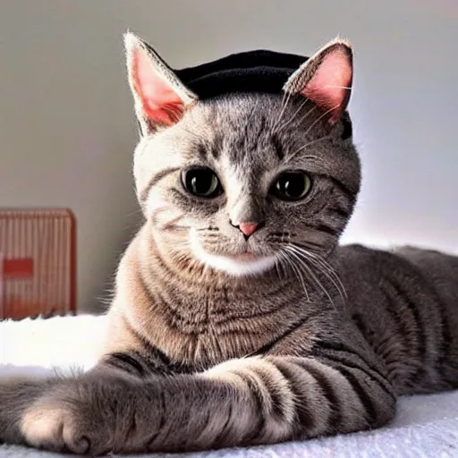 Prompt: cute cat photo, wearing wool hat, tongue mlem, cat ears