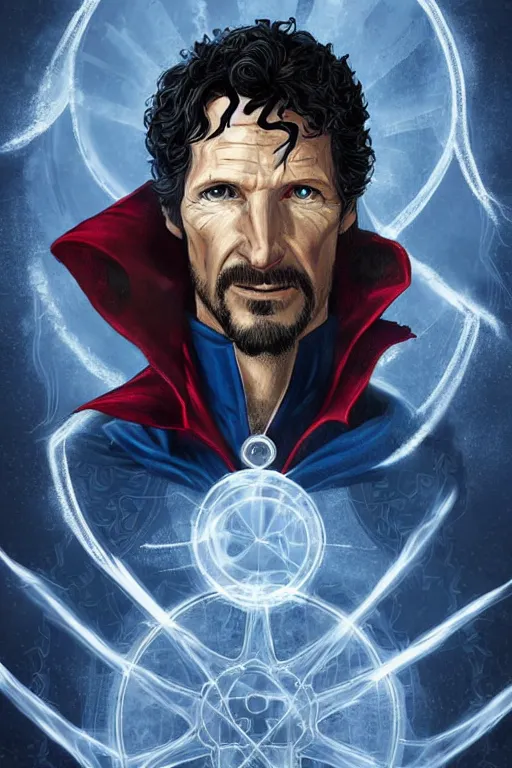 Prompt: Portrait of Todd Howard as Doctor Strange, highly detailed, marvel comics, dark, intricate, highly detailed, smooth, artstation, digital illustration