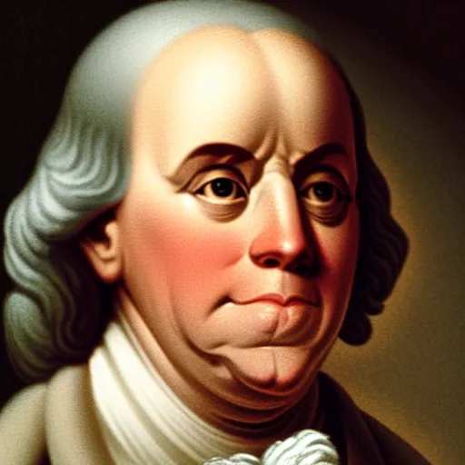 Image similar to benjamin franklin head on a snail body meme