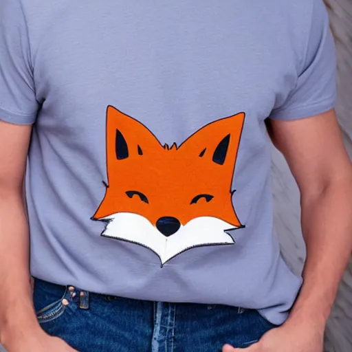 Image similar to A fox wearing a t-shirt and jeans.