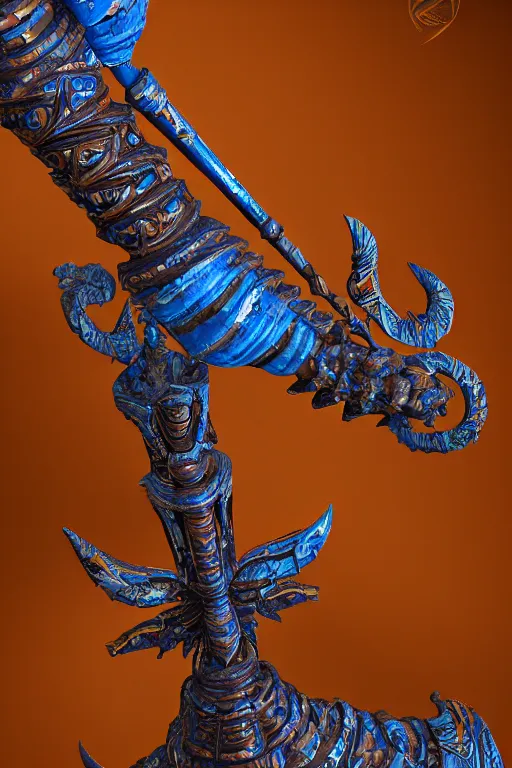 Prompt: an ornate and royal egyptian old twisted ornate carved wooden wizards staff weapon with a radiant blue crystal on top tip hovering, unreal engine, hyper realism, realistic shading, cinematic composition, blender render, octane render, hdr, detailed textures, photorealistic, 3 5 mm film, fantasy greg rutkowski digital painting, giger