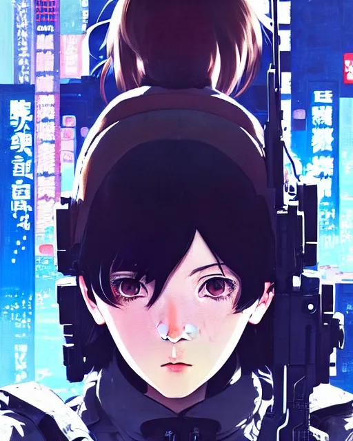 Image similar to girl wearing tactical gear, very anime, fine - face, audrey plaza, realistic shaded perfect face, fine details. anime. realistic shaded lighting poster by ilya kuvshinov katsuhiro otomo ghost - in - the - shell, magali villeneuve, artgerm, jeremy lipkin and michael garmash and rob rey