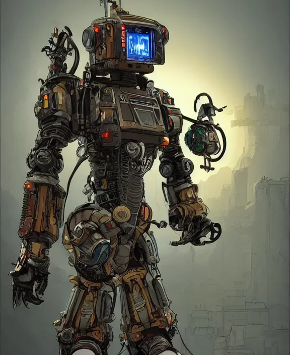 Image similar to solarpunk digital illustration pathfinder robot from apex legends, portrait by james gurney and laurie greasley, concept art, cinematic composition, hyper realism, photorealistic, dramatic lighting, highly detailed, vintage sci - fi