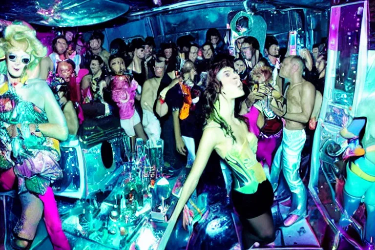 Image similar to an astronauit in a nightclub by david lachapelle