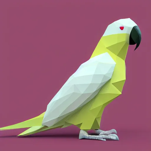 Image similar to low poly render of parrot, white background