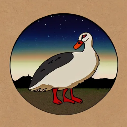 Image similar to ghibli style goose sticker