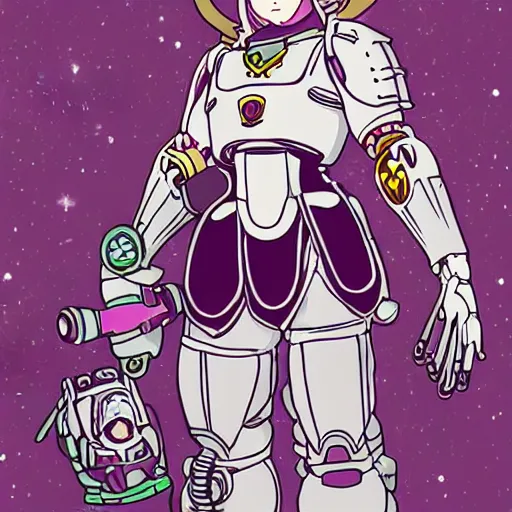 Prompt: magical girls wearing imperium space marine armor, studio ghibli, pulp science fiction illustration