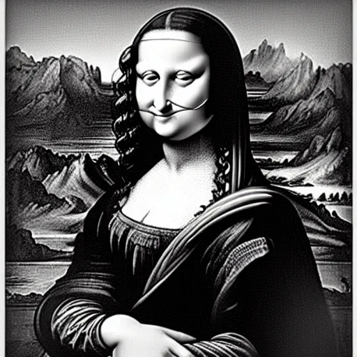 Image similar to monalisa in the style of Gustave Doré