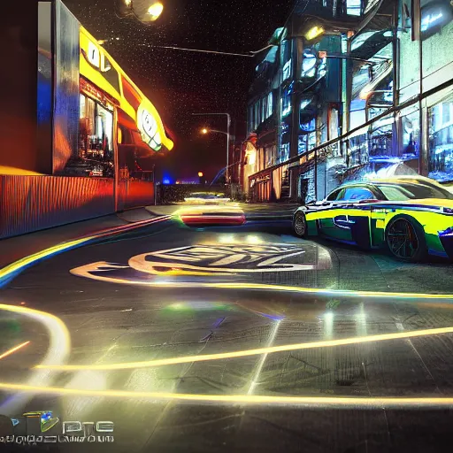 Image similar to chrome hoops lit by police lights, octane, hyper detailed, cgi