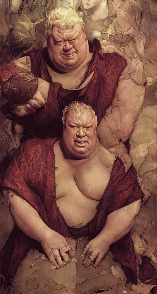 Image similar to baron harkonnen, by edgar maxence artgerm ross tran and michael whelan and gustav klimpt