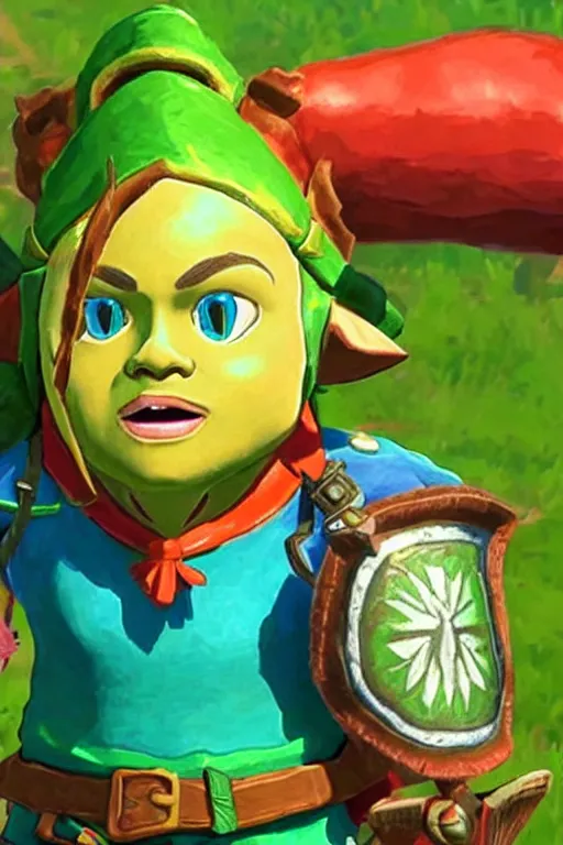 Prompt: an in game portrait of tingle from the legend of zelda breath of the wild, breath of the wild art style.