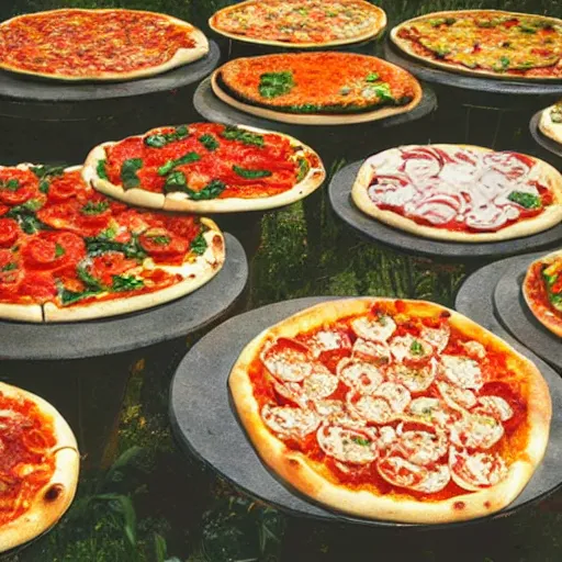 Image similar to a garden of pizza