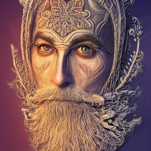 Image similar to a highly detailed portrait of a mage, intricate fractals