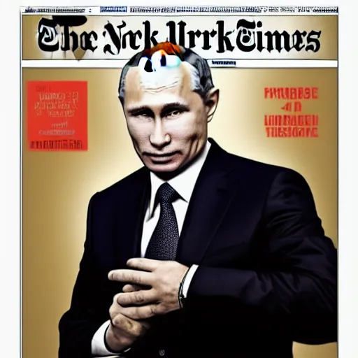 Prompt: new York times, putin on the cover