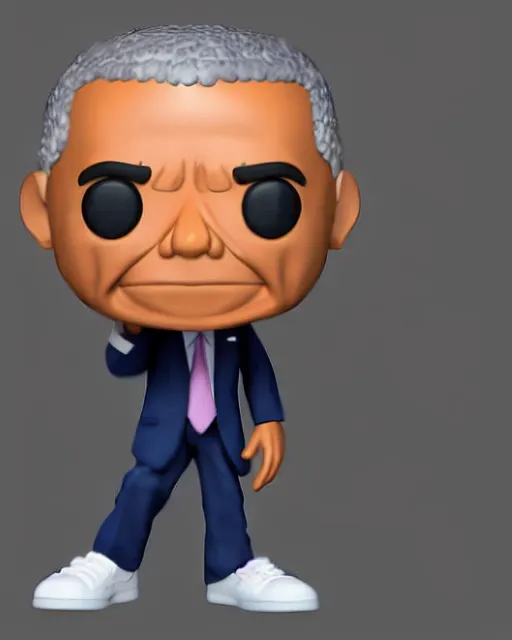 Prompt: full body 3d render of Barack Obama as a funko pop, studio lighting, white background, blender, trending on artstation, 8k, highly detailed