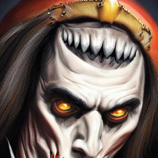 Image similar to portrait of jair bolsonaro dracula showing his fangs, intricate, elegant, highly detailed, centered, grungy, digital painting, artstation, concept art, smooth, sharp focus, boris vallejo