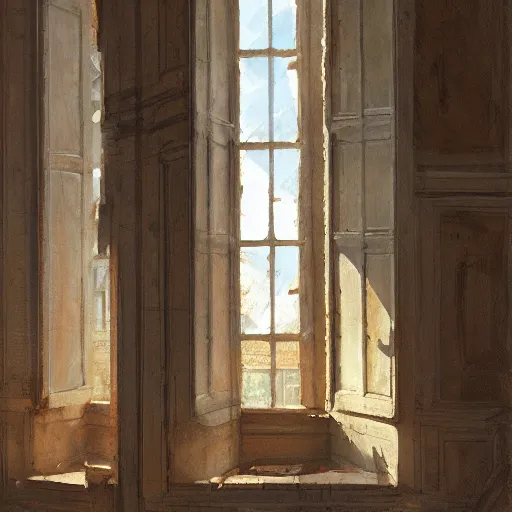 Image similar to concept art, french windows, by james gurney, greg rutkowski, john howe, artstation