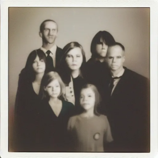 Prompt: a polaroid family photo, ominous