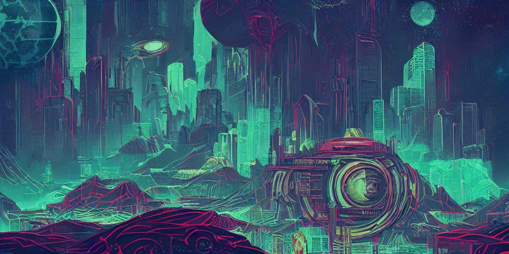 Image similar to a lovecraftian cinematic isograph print of a aetherpunk planet by alena aenami in the style of art - deco art, very, very aesthetic