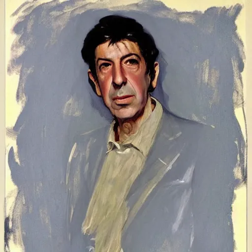 Prompt: portrait of leonard cohen, by john singer sargent and robert e. mcginnis