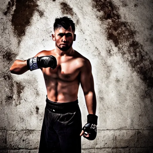 Prompt: photo of mma fighter in roman colosseum, natural light, 4k, high quality, award winning photography