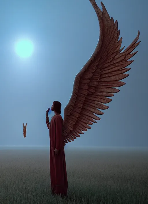 Prompt: beautiful angel with fully spread wings floating in the air!!, highly intricate wings!, cinematic lighting, art by zdislav beksinski, rendered in unreal 5,