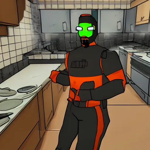 Prompt: Gordon Freeman destroys the microwave