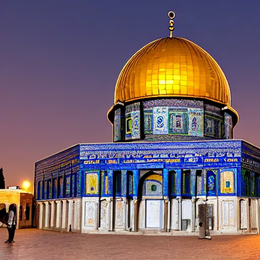 Image similar to dome of the rock, by professional photographer, night sky