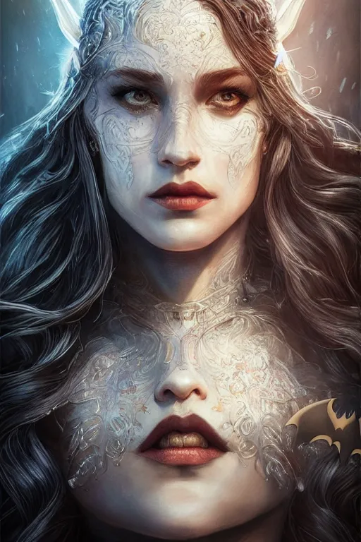 Prompt: Majestic and regal portrait of a female The Batman, DC universe, Perfect face, beautiful, intricate, epic, elegant, menacing, fantasy, highly detailed, digital painting, hard focus, beautiful volumetric lighting, epic light, ultra detailed, by Leesha Hannigan, Ross Tran, Thierry Doizon, Kai Carpenter, Ignacio Fernández Ríos