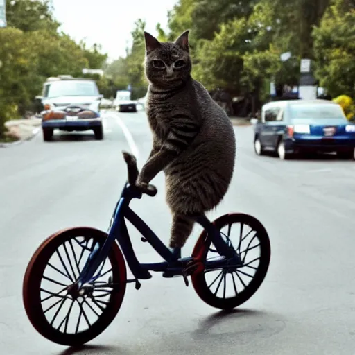 Prompt: a cat riding a bike