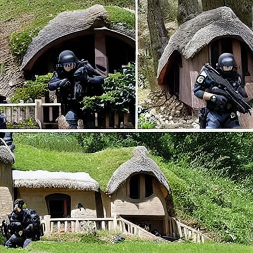 Image similar to swat raid on a hobbit house