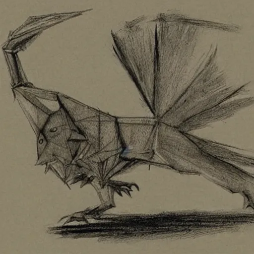 Prompt: leonardo da vinci's technical sketch of a pokemon, highly detailed