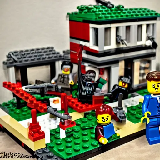 Image similar to lego playset, saving private ryan