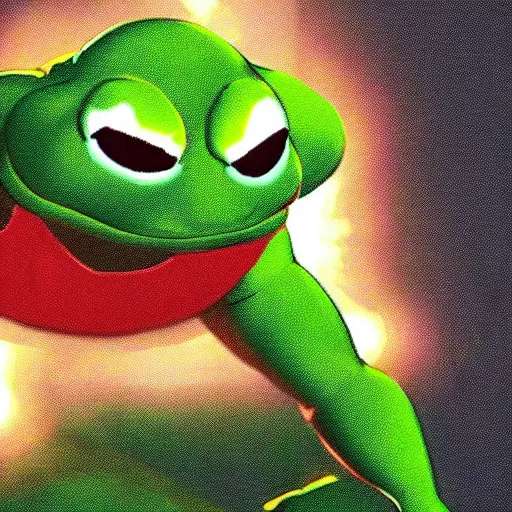 Image similar to a still of from the movie the sixth sense crossover with the game battletoads